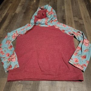 Floral double hooded sweater size medium
